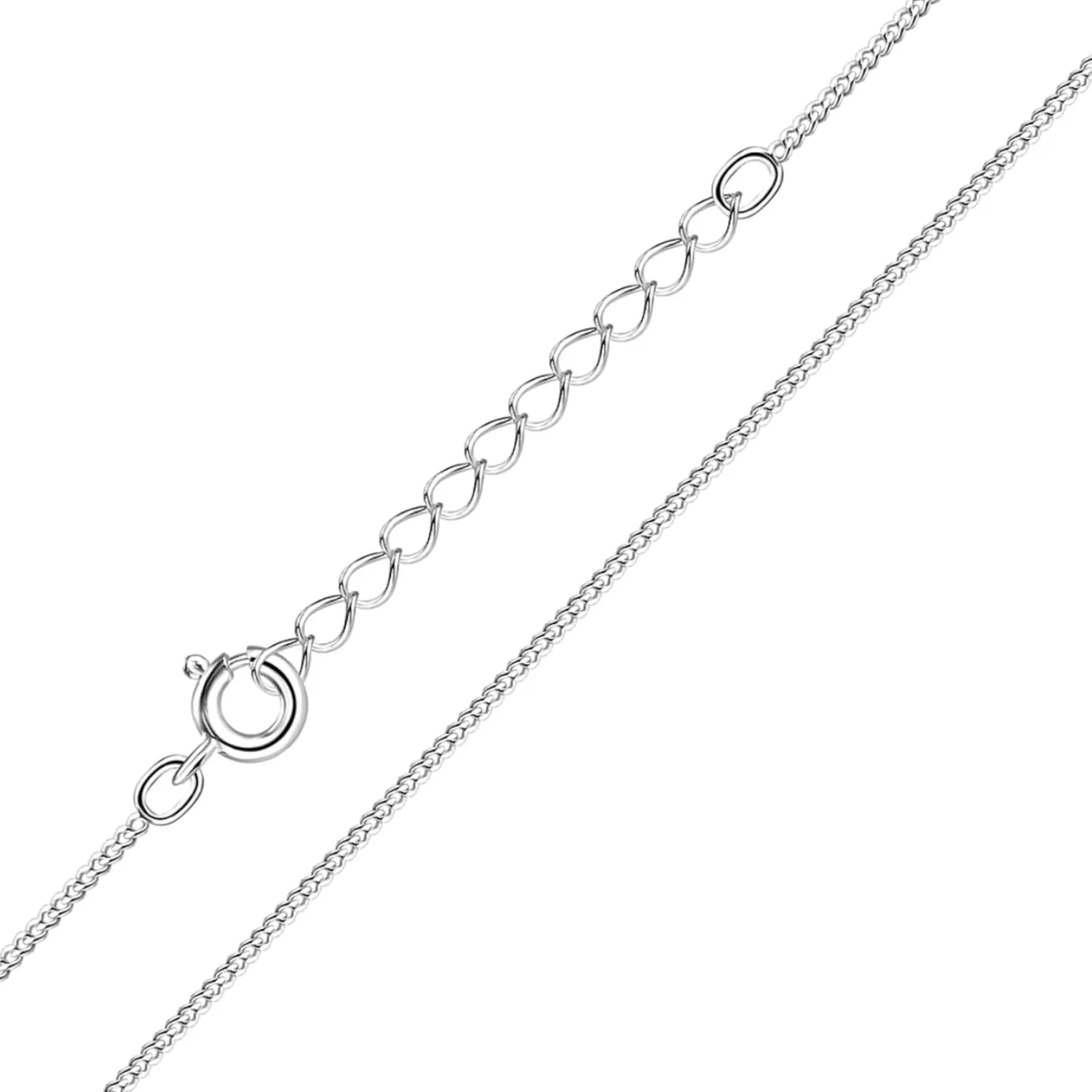 Silver Thin Curb Chain Necklace for Women , 1.1mm CurbChain , Secure Spring Clasp , Super Thin , Durable Chain , 14/16/18/20/22/24 Inch , 2 Inches Extender , Gift For Her , Women's Chain Necklace
