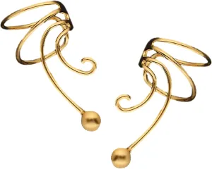 Simple Ball Pair Non-pierced Wave Ear Cuff Earring Wrap Clips
