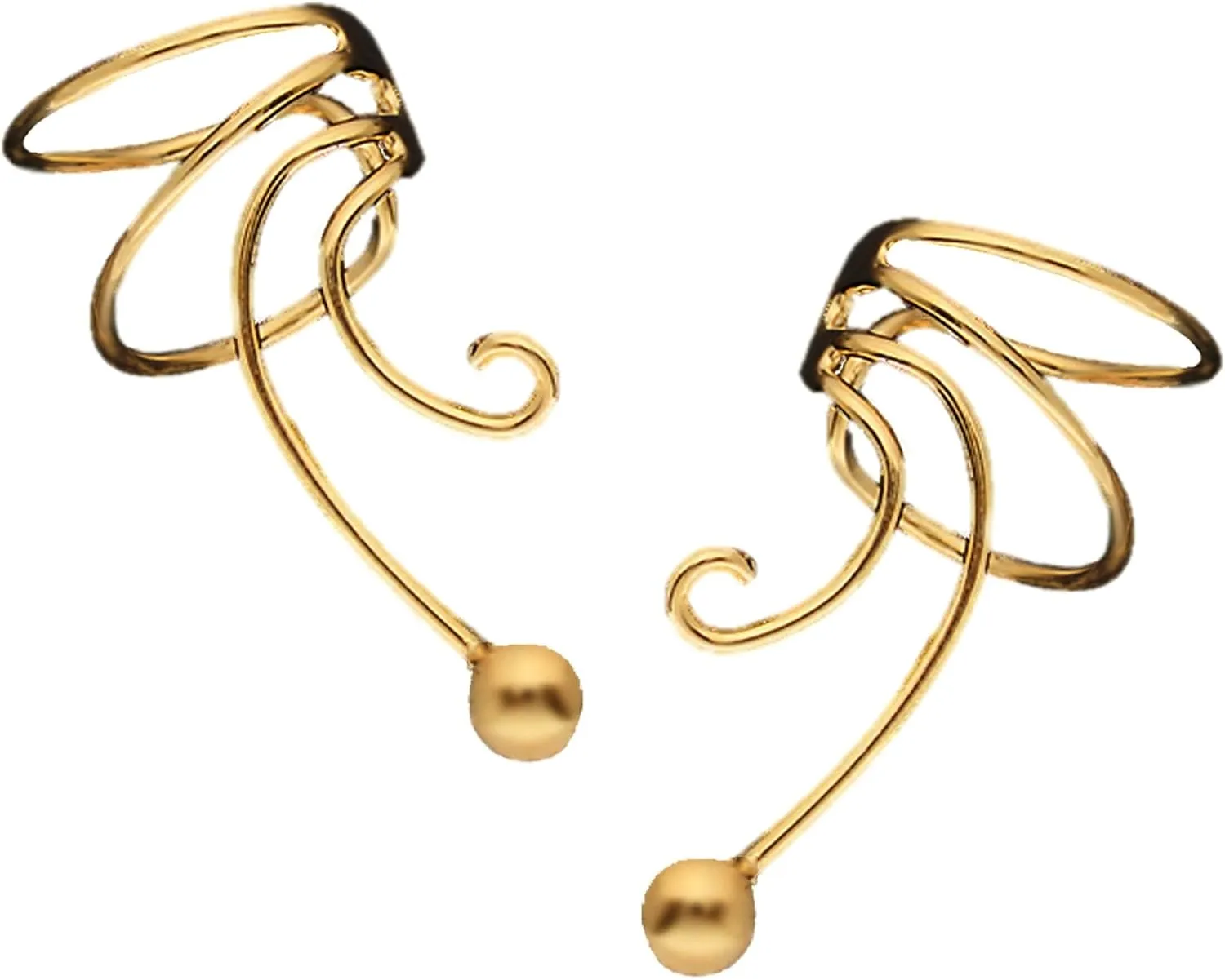 Simple Ball Pair Non-pierced Wave Ear Cuff Earring Wrap Clips