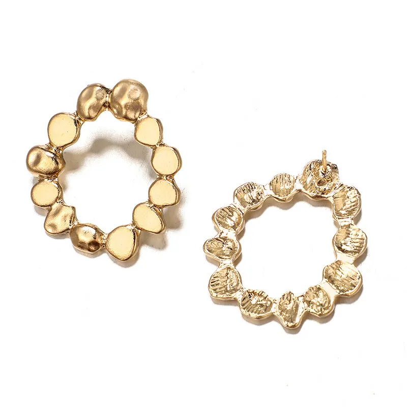 Simple Hollow Round Circle Metal Stud Earrings Earrings