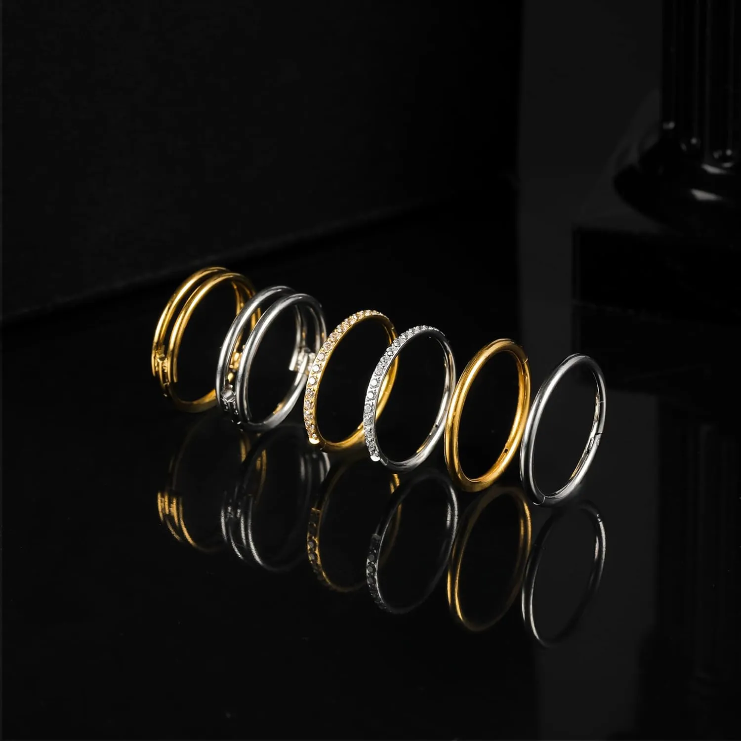 Small Cartilage Double-Hoop Conch Helix Piercing Jewelry Earrings 16G 18G 316L Surgical Steel Double Piercings Hoops Septum Rings For Women Nose Ring Rook Daith Tragus Earring