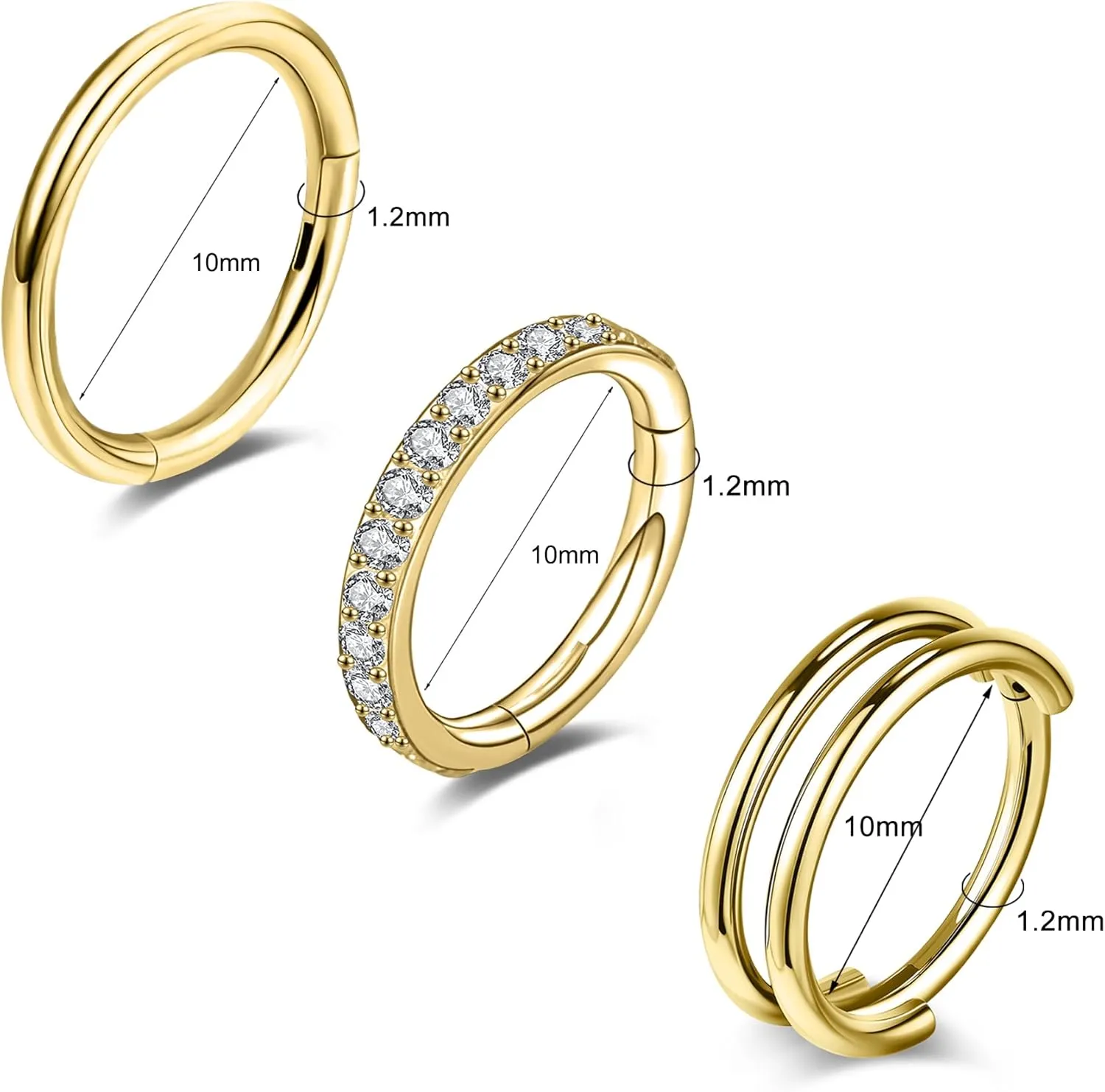 Small Cartilage Double-Hoop Conch Helix Piercing Jewelry Earrings 16G 18G 316L Surgical Steel Double Piercings Hoops Septum Rings For Women Nose Ring Rook Daith Tragus Earring