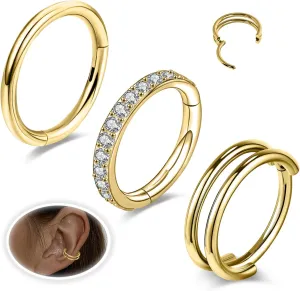 Small Cartilage Double-Hoop Conch Helix Piercing Jewelry Earrings 16G 18G 316L Surgical Steel Double Piercings Hoops Septum Rings For Women Nose Ring Rook Daith Tragus Earring