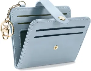 Small Wallets Woman RFID Blocking Leather Credit Card Holder - with ID Window - Card Wallets for Women - with Zipper Coin Purse - Keychain Wallet