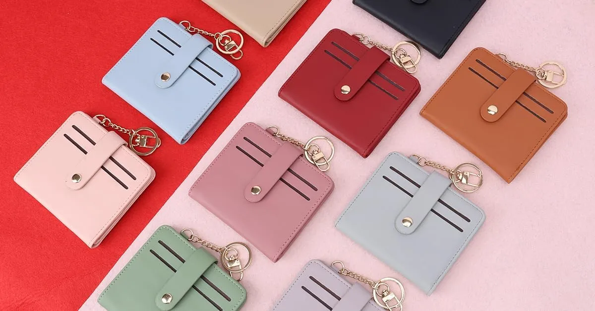 Small Wallets Woman RFID Blocking Leather Credit Card Holder - with ID Window - Card Wallets for Women - with Zipper Coin Purse - Keychain Wallet