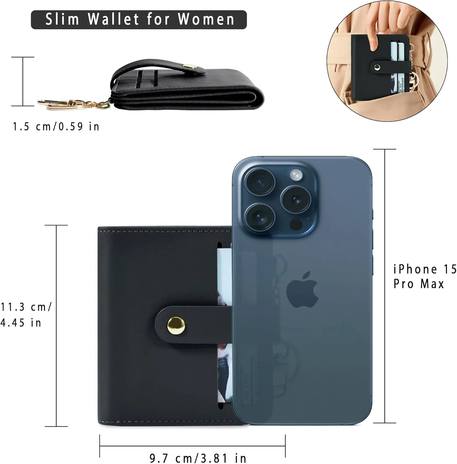 Small Wallets Woman RFID Blocking Leather Credit Card Holder - with ID Window - Card Wallets for Women - with Zipper Coin Purse - Keychain Wallet