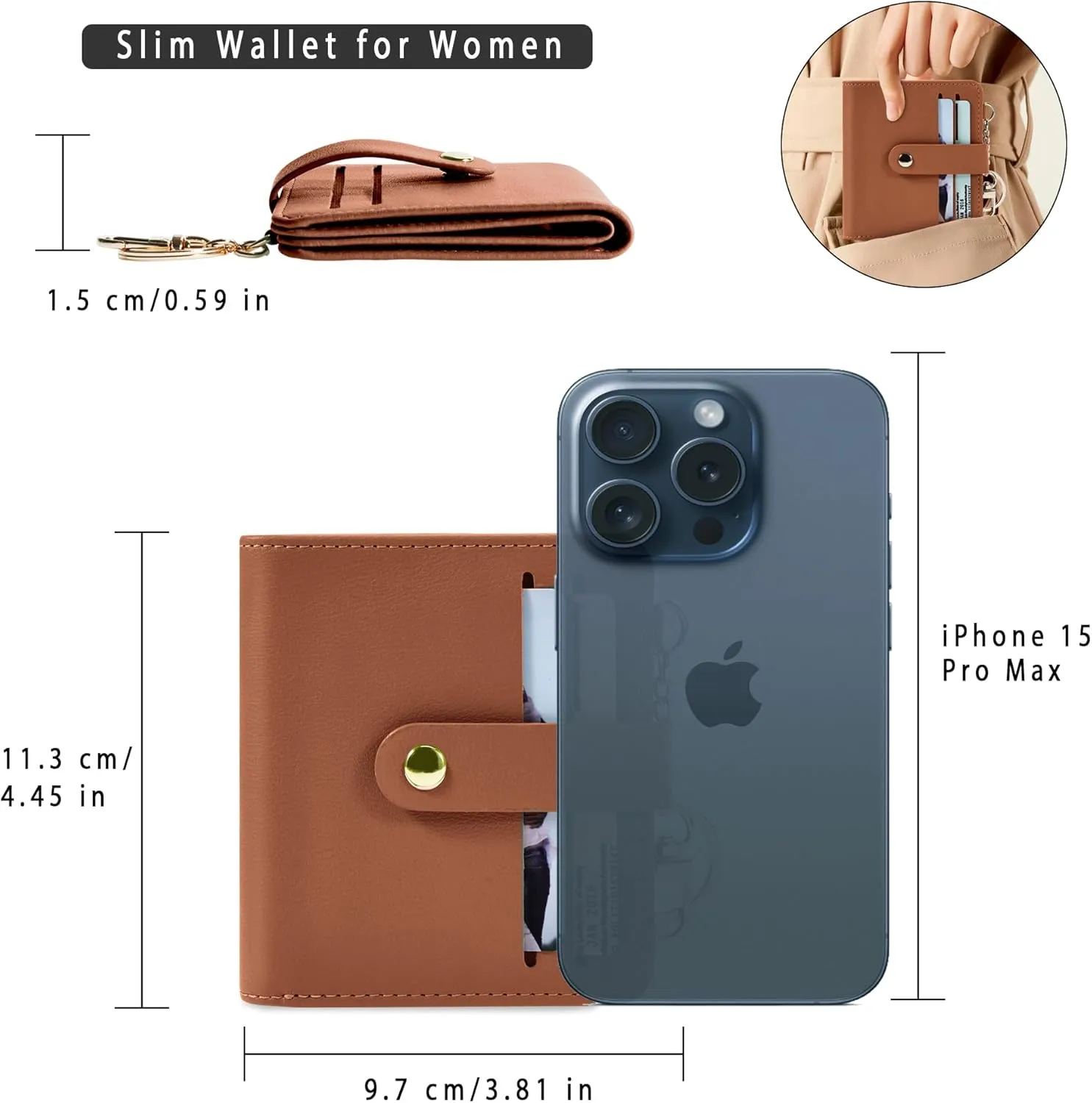 Small Wallets Woman RFID Blocking Leather Credit Card Holder - with ID Window - Card Wallets for Women - with Zipper Coin Purse - Keychain Wallet