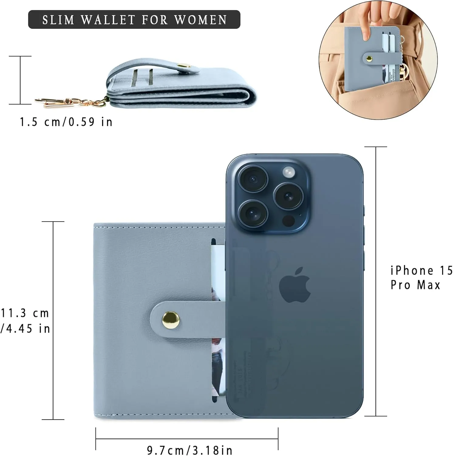 Small Wallets Woman RFID Blocking Leather Credit Card Holder - with ID Window - Card Wallets for Women - with Zipper Coin Purse - Keychain Wallet