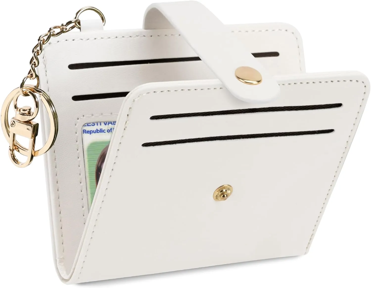 Small Wallets Woman RFID Blocking Leather Credit Card Holder - with ID Window - Card Wallets for Women - with Zipper Coin Purse - Keychain Wallet