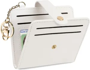 Small Wallets Woman RFID Blocking Leather Credit Card Holder - with ID Window - Card Wallets for Women - with Zipper Coin Purse - Keychain Wallet