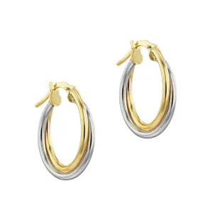 Soleil collection Crossover Hoop Earring | 9K Solid Mixed Metal