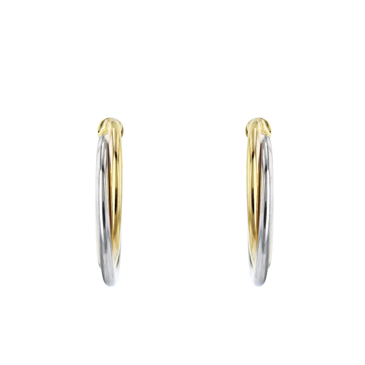 Soleil collection Crossover Hoop Earring | 9K Solid Mixed Metal