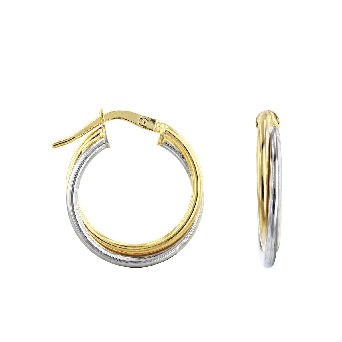 Soleil collection Crossover Hoop Earring | 9K Solid Mixed Metal