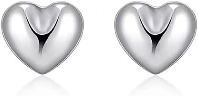 Solid 925 Sterling Silver Love Heart Stud Earrings Infinity for Women Teens Tiny Heart Stud Earrings Hypoallergenic-5MM