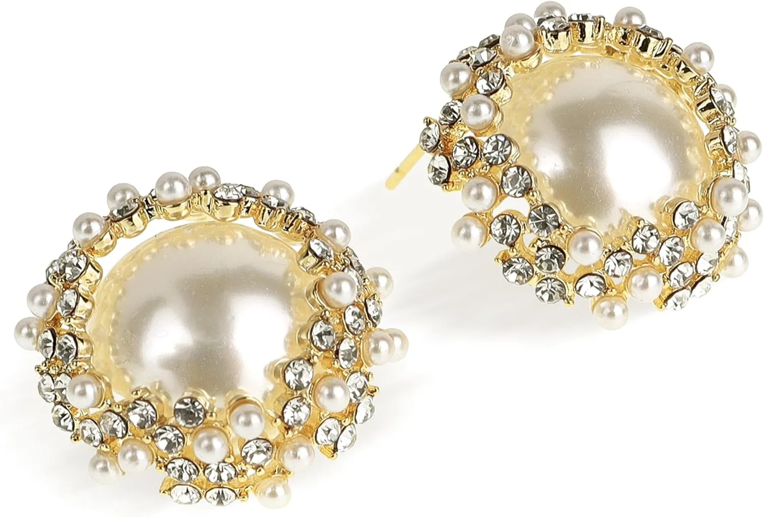 Sonateomber Pearl CZ Snowflake Knot Stud Earrings for Women, Statement Cluster Rhinestone Cubic Zirconia Pearls Sunshine Hypoallergenic Studs Prom Wedding Holiday Fashion Jewelry Gift