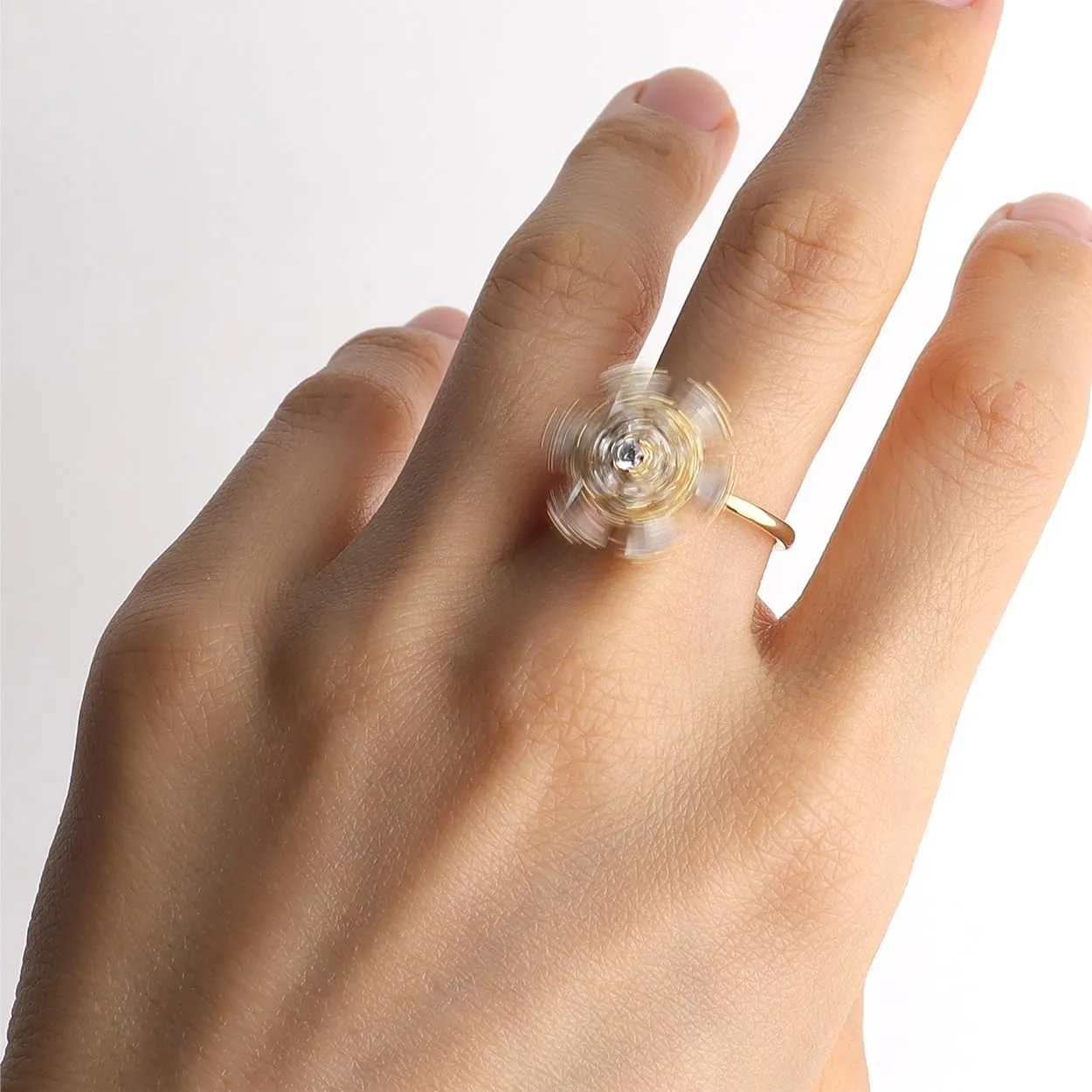 Sonateomber Spring Flower Adjustable Open Gold Ring for Women - Trendy Elegant Unique Cubic Zirconia Enamel Front Open Floral Leaf Easter Jewelry Gift