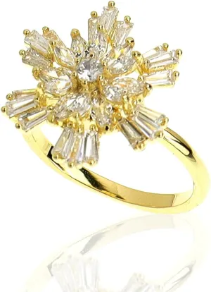 Sonateomber Spring Flower Adjustable Open Gold Ring for Women - Trendy Elegant Unique Cubic Zirconia Enamel Front Open Floral Leaf Easter Jewelry Gift