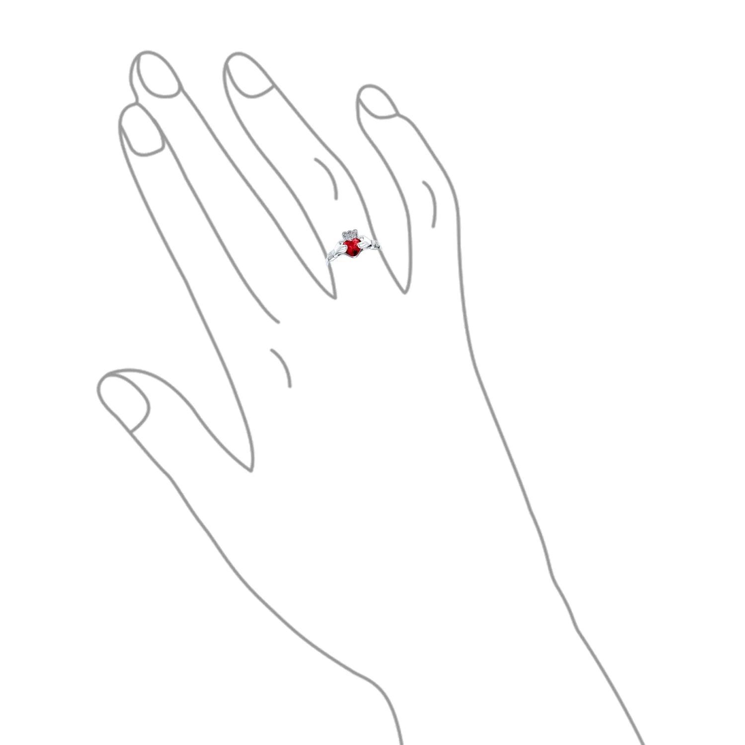 Sorority Sister BFF Cocktail Statement Ring CZ Gemstone Claddagh .925 Silver