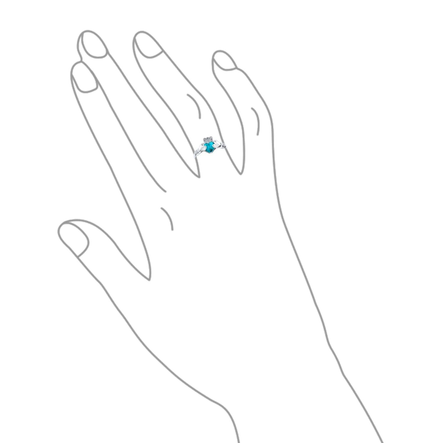 Sorority Sister BFF Cocktail Statement Ring CZ Gemstone Claddagh .925 Silver