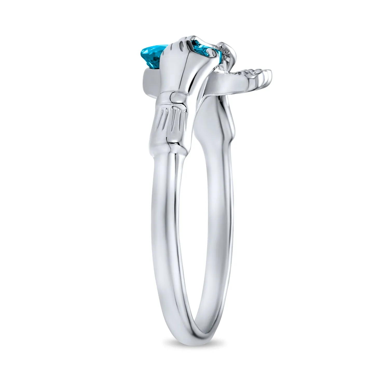 Sorority Sister BFF Cocktail Statement Ring CZ Gemstone Claddagh .925 Silver