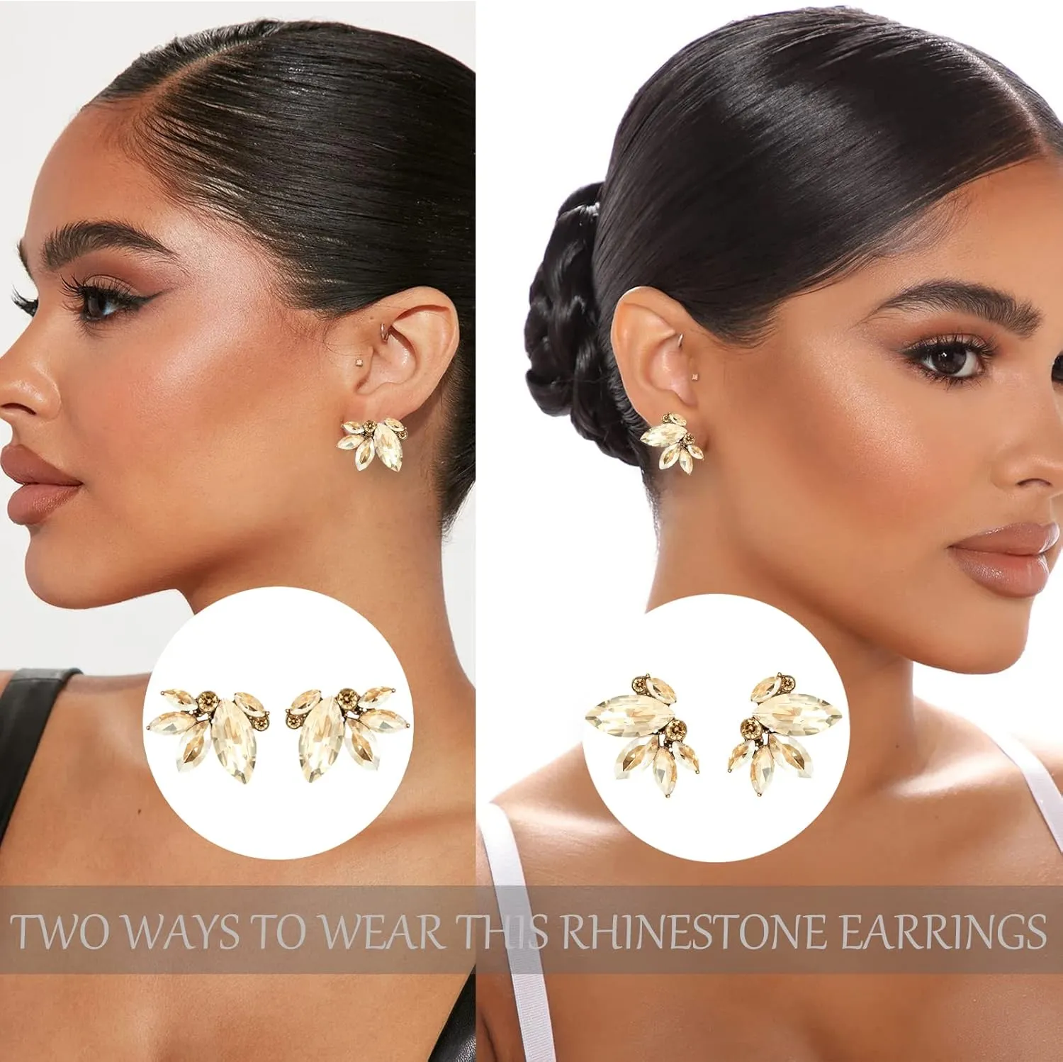 Sparkly Rhinestone Drop Earring Dainty Faux Crystal Earring Studs for Women Wedding Prom Party