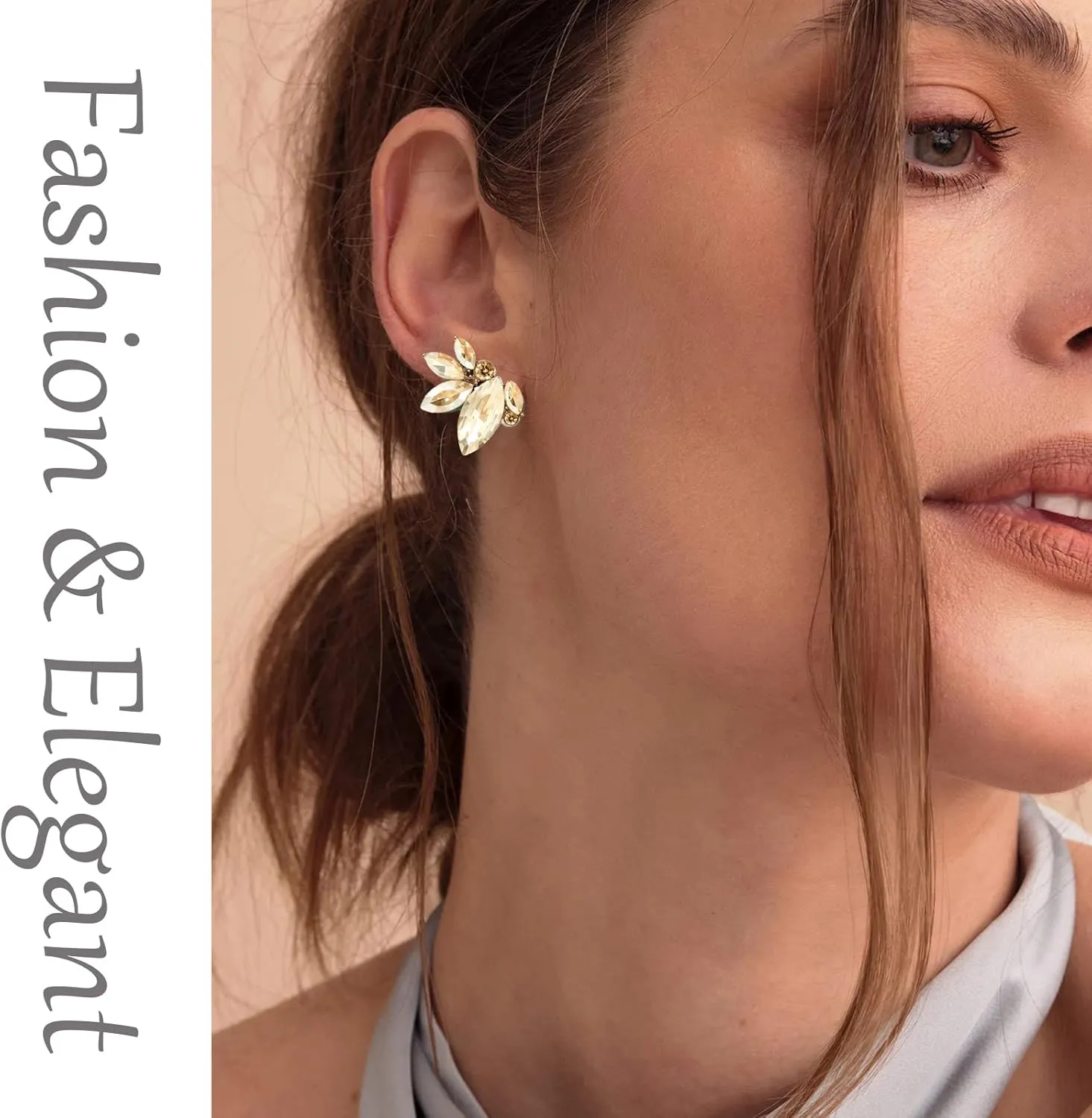 Sparkly Rhinestone Drop Earring Dainty Faux Crystal Earring Studs for Women Wedding Prom Party