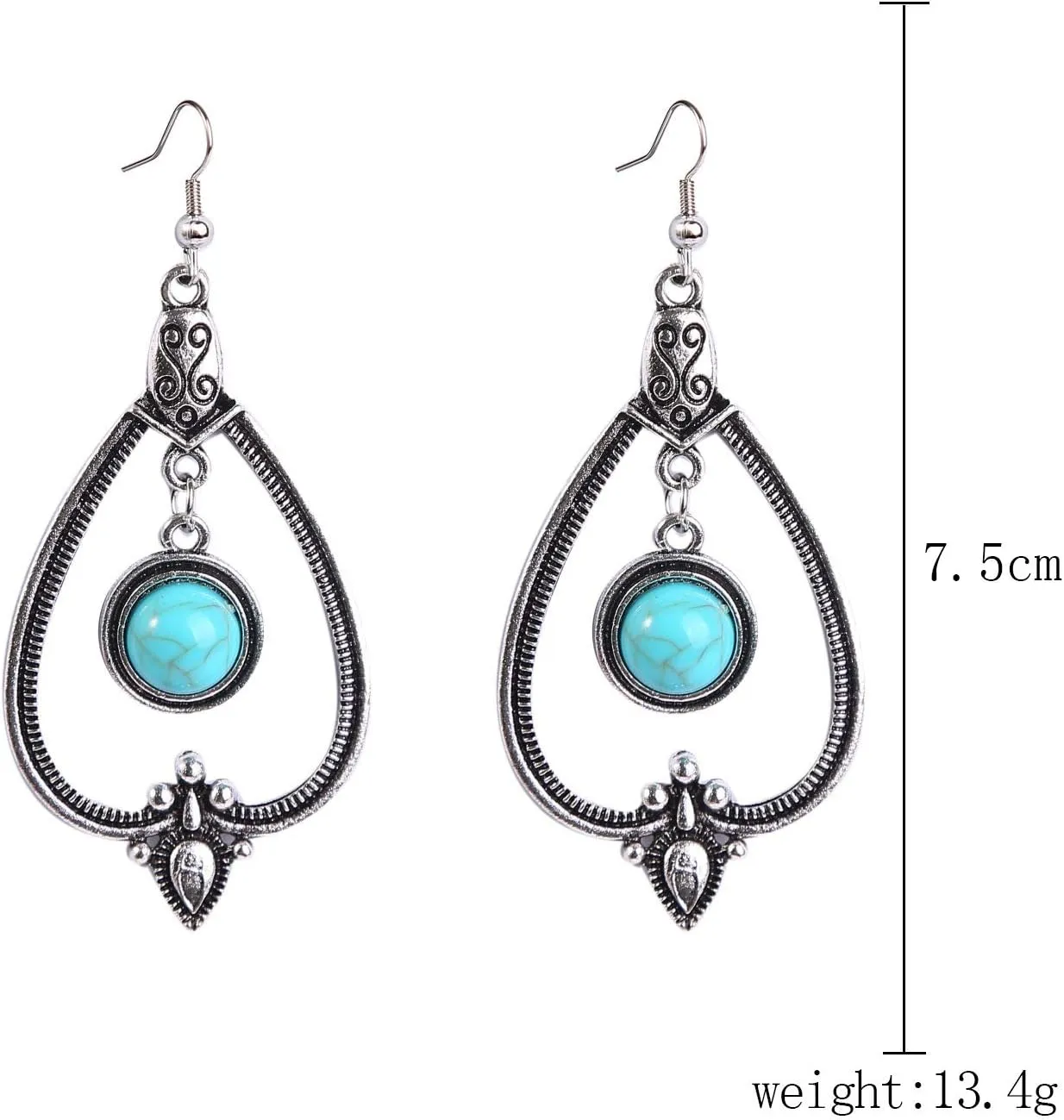 SPEVERT Boho Earrings for Women Turquoise Oval Earring Ethnic Style Vintage Turquoise Earrings Christmas Earrings for Women