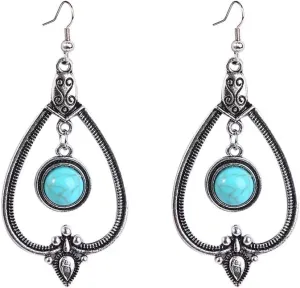 SPEVERT Boho Earrings for Women Turquoise Oval Earring Ethnic Style Vintage Turquoise Earrings Christmas Earrings for Women