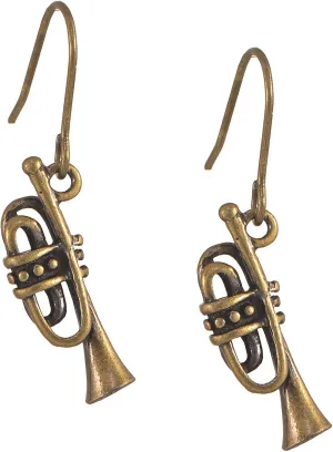Spinningdaisy Antique Bronze Musical Instrument Dangle Earrings
