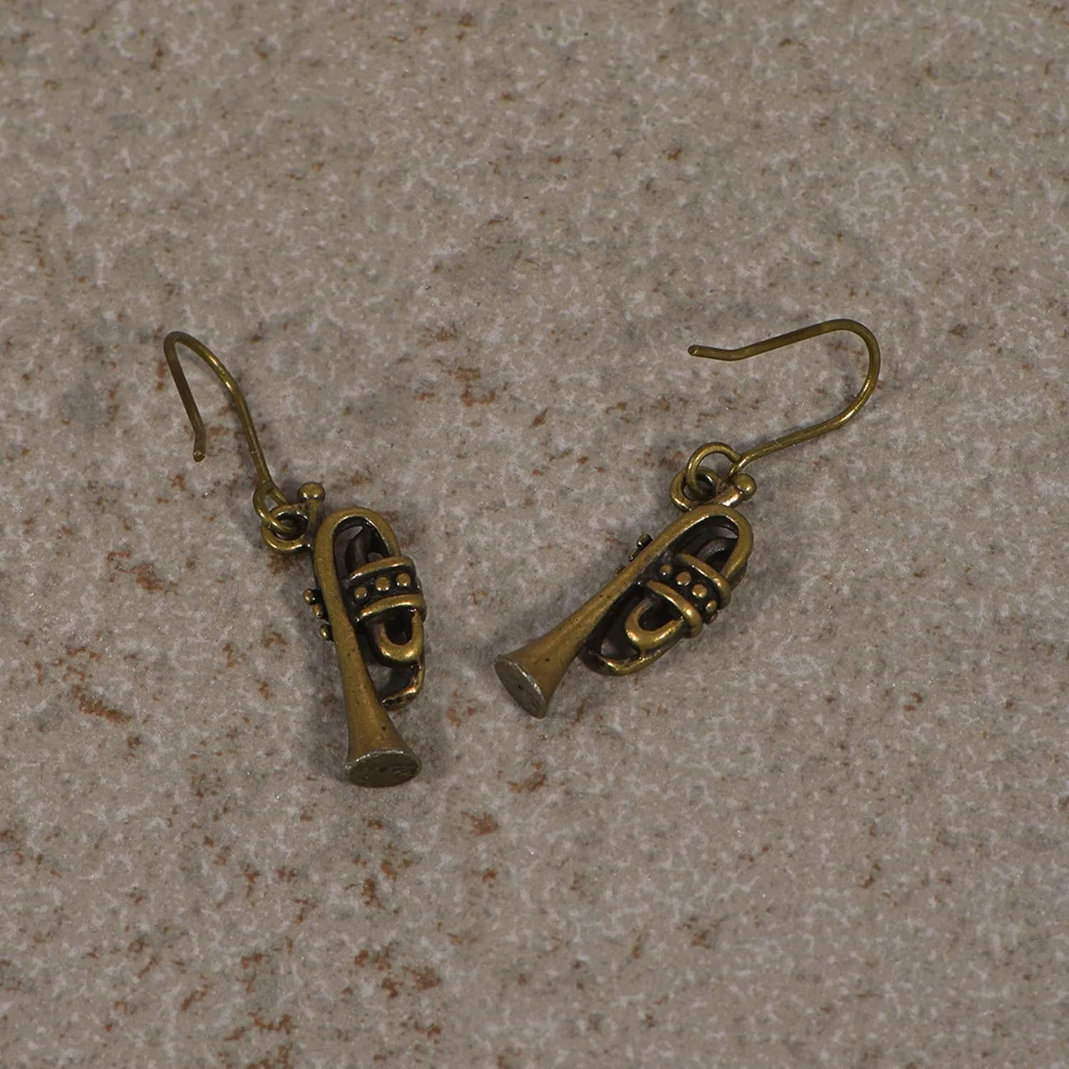 Spinningdaisy Antique Bronze Musical Instrument Dangle Earrings