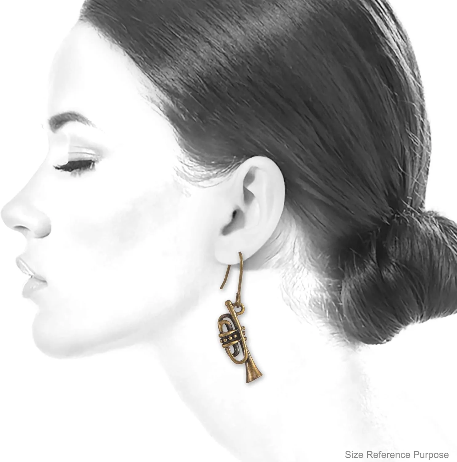 Spinningdaisy Antique Bronze Musical Instrument Dangle Earrings