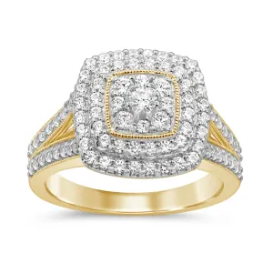 Square Look Ring with 1.00ct of Diamonds in 9ct Yellow Gold