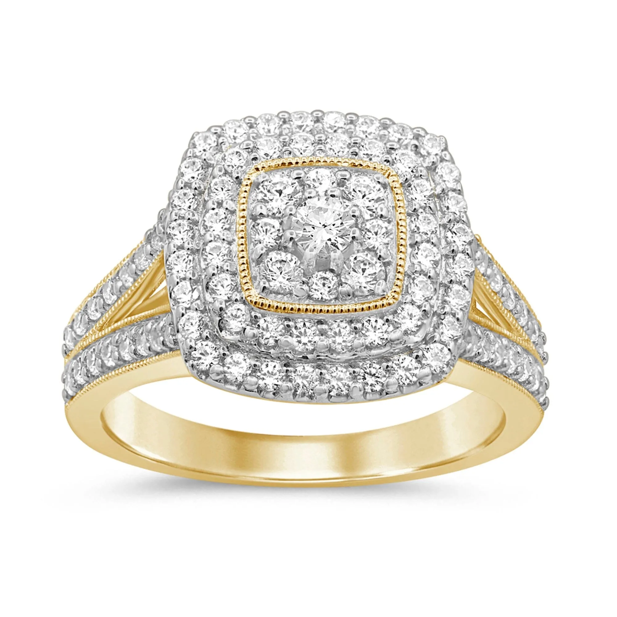Square Look Ring with 1.00ct of Diamonds in 9ct Yellow Gold