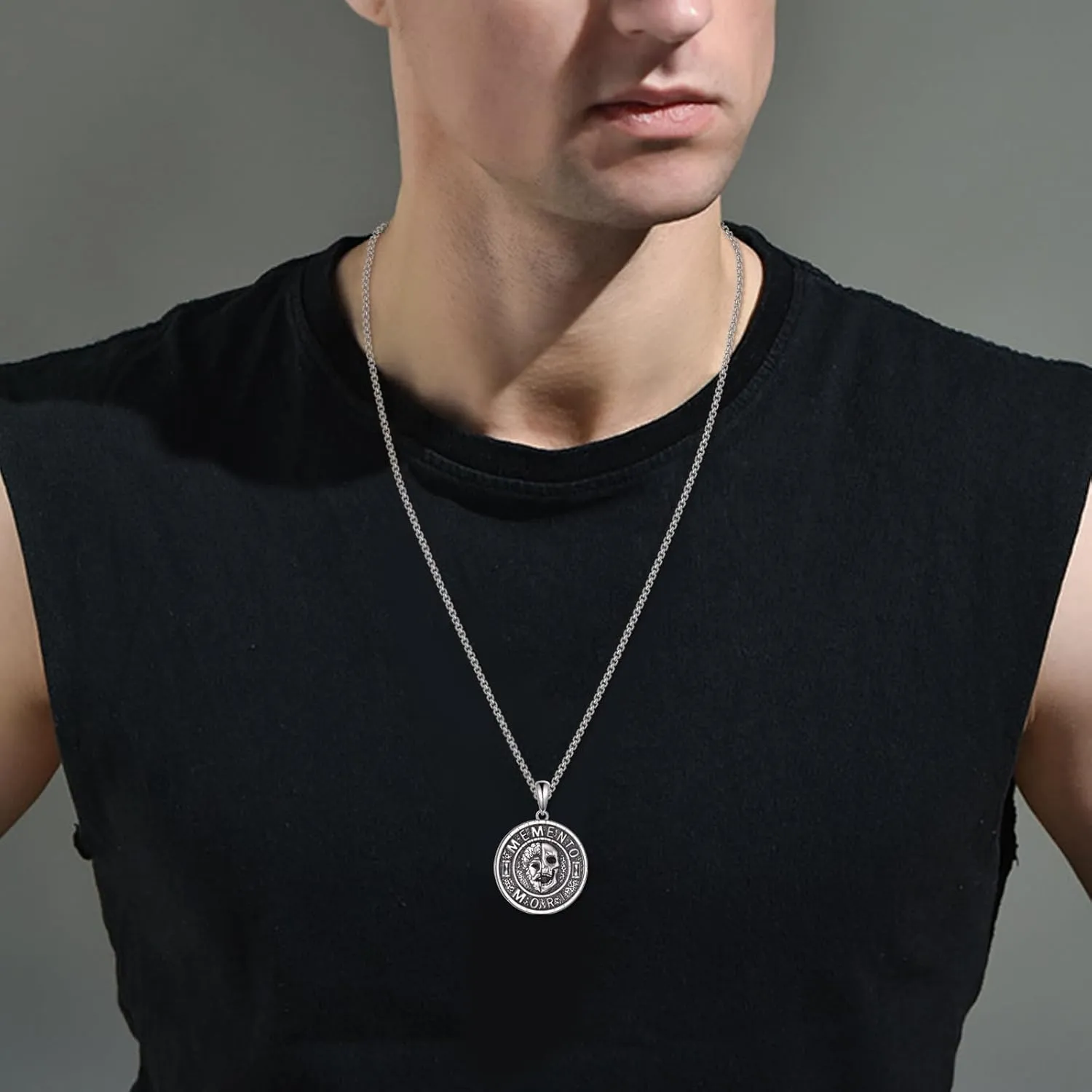 St Michael/Santa Muerte/St Christopher/Saint Benedict/Memento Mori/Saint Raphael/St Sebastian Necklace for Men S925 Sterling Silver Religious medals Jewelry Gift