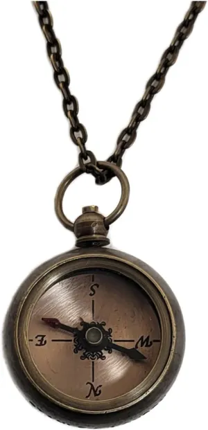 Stanley London Engraved Antique Brass Working Compass Necklace | Personalized Gift for Her, Women, Wife, Girlfriend, Daughter, Niece, Adventurer, Traveler