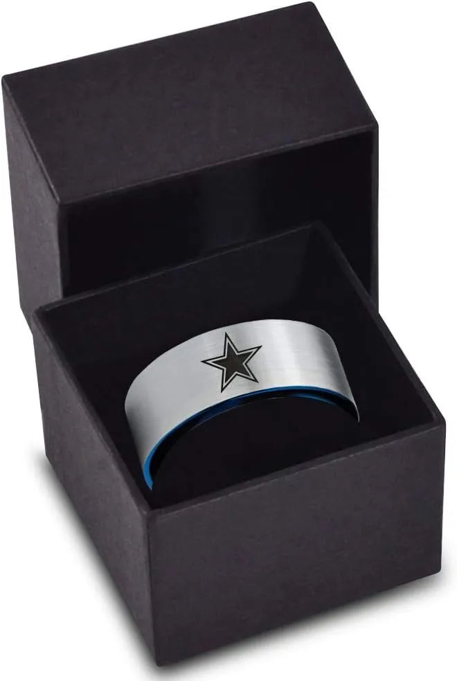 Star Space Galaxy Universe Solar System Ring - Tungsten Band 8mm - Men - Women - Brushed Grey Polished Blue - Yellow - Grey - Blue - Black - Brushed - Polished - Wedding - Gift Dome Flat Cut