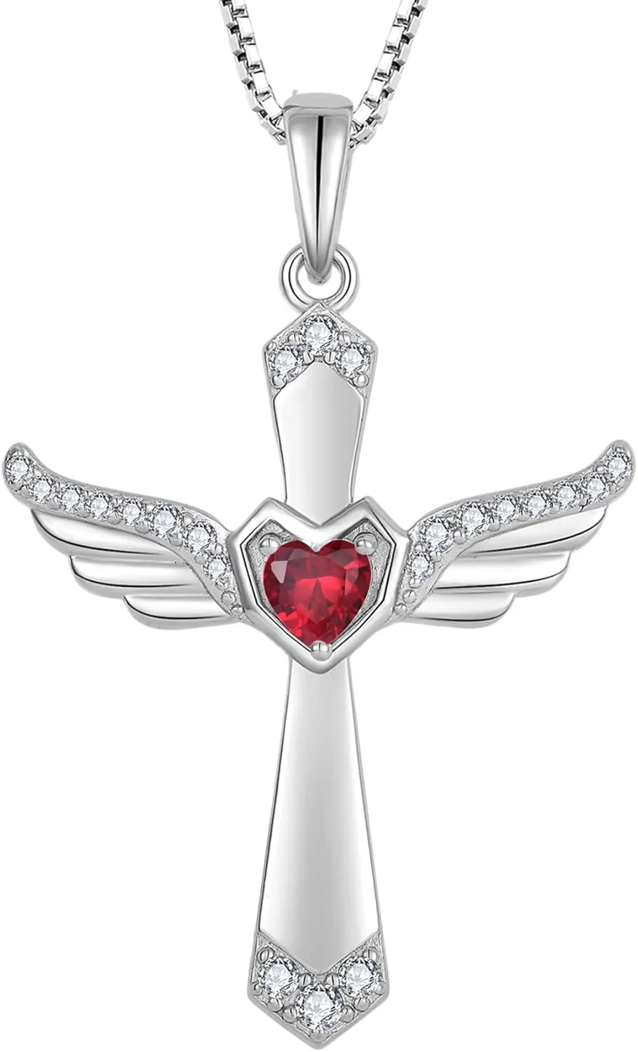 STARCHENIE Cross Necklace 925 Sterling Silver Angel Wings Pendant for Women Crucifix Jewelry