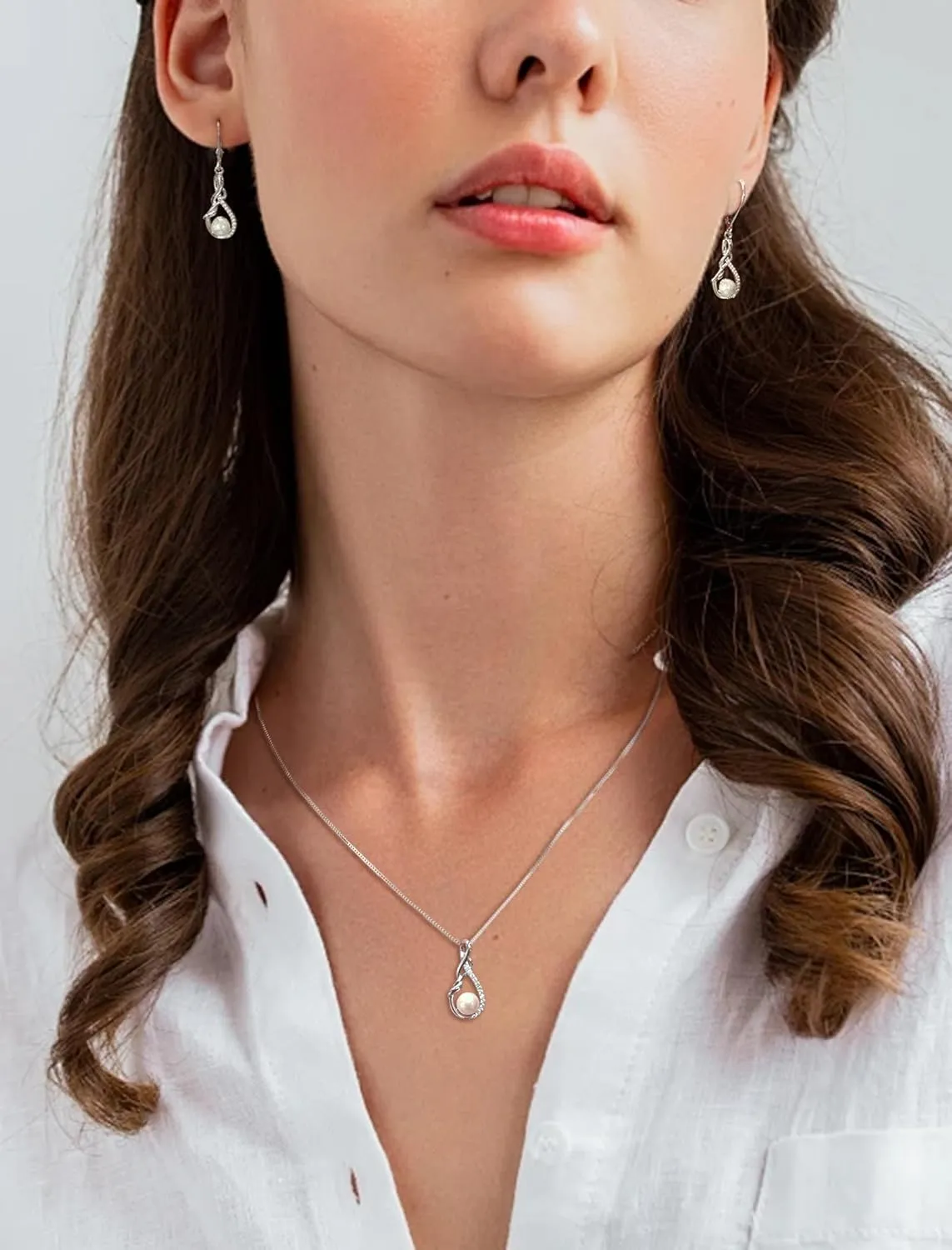 STARCHENIE Freshwater Cultured Pearl Necklace for Women 925 Sterling Silver Infinity Birthstones Pendant Birthday Anniversary Jewelry