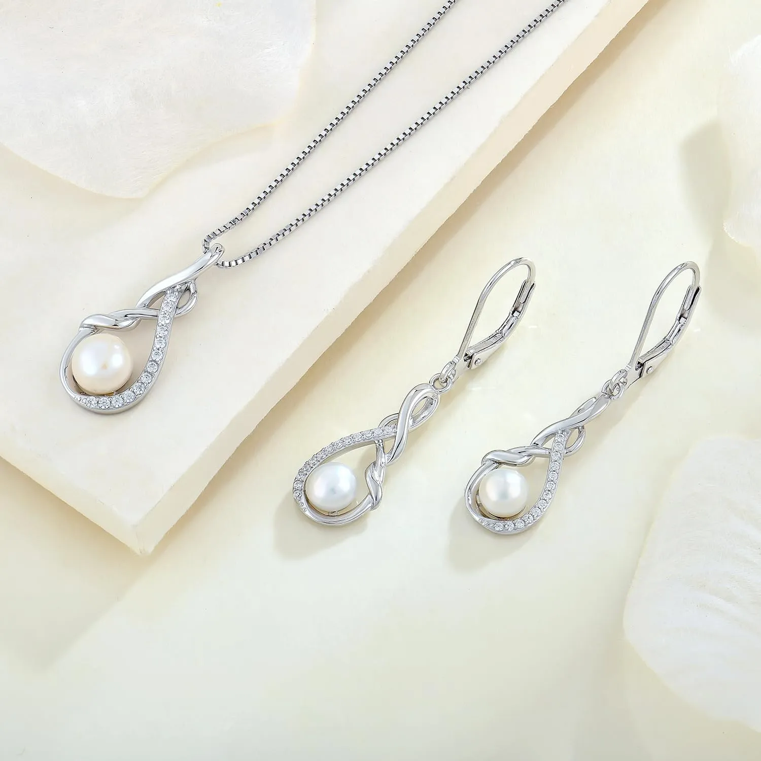 STARCHENIE Freshwater Cultured Pearl Necklace for Women 925 Sterling Silver Infinity Birthstones Pendant Birthday Anniversary Jewelry