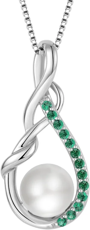 STARCHENIE Freshwater Cultured Pearl Necklace for Women 925 Sterling Silver Infinity Birthstones Pendant Birthday Anniversary Jewelry