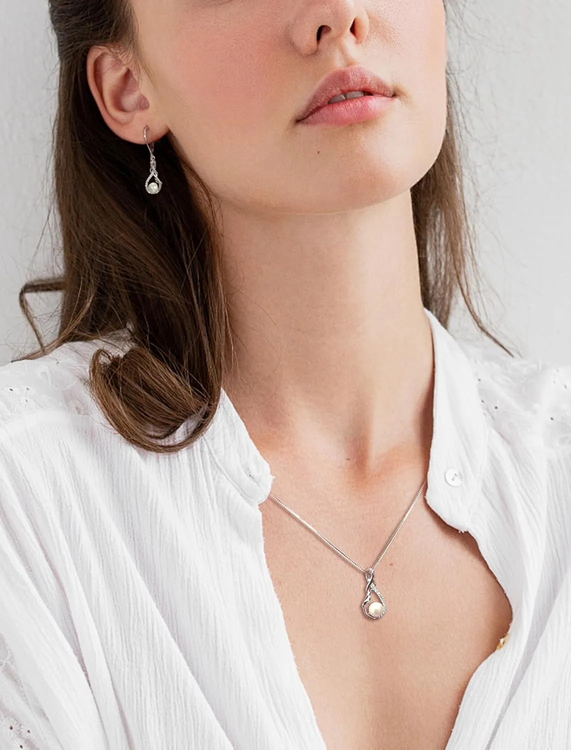 STARCHENIE Freshwater Cultured Pearl Necklace for Women 925 Sterling Silver Infinity Birthstones Pendant Birthday Anniversary Jewelry