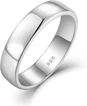 STARCHENIE Solid 925 Sterling Silver Ring for Men Women 2MM 3MM 4MM 5MM 7MM 8MM Wedding Band Comfort Fit High Polish