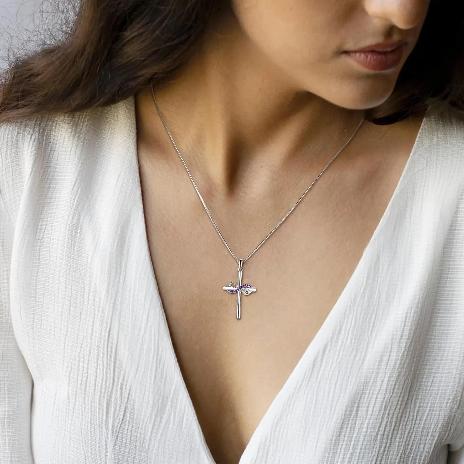 STARCHENIE Women's Stethoscope Cross Necklace Sterling Silver Infinity Cross Pendant Nurse Doctor Jewelry Graduation Gift for Medical Student