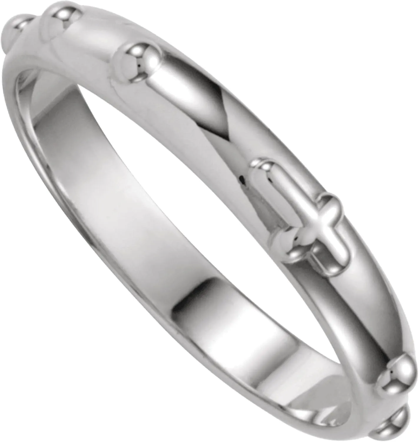 Sterling Silver Band Rosary Ring, Sizes 4 to 12