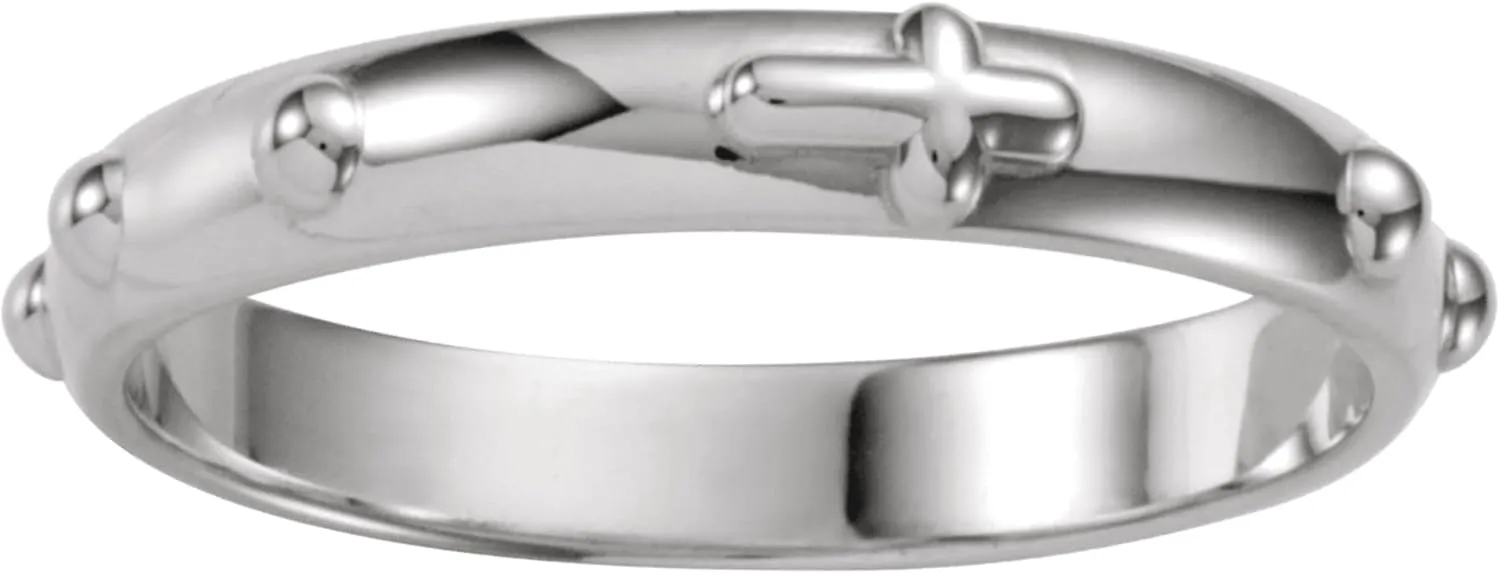Sterling Silver Band Rosary Ring, Sizes 4 to 12
