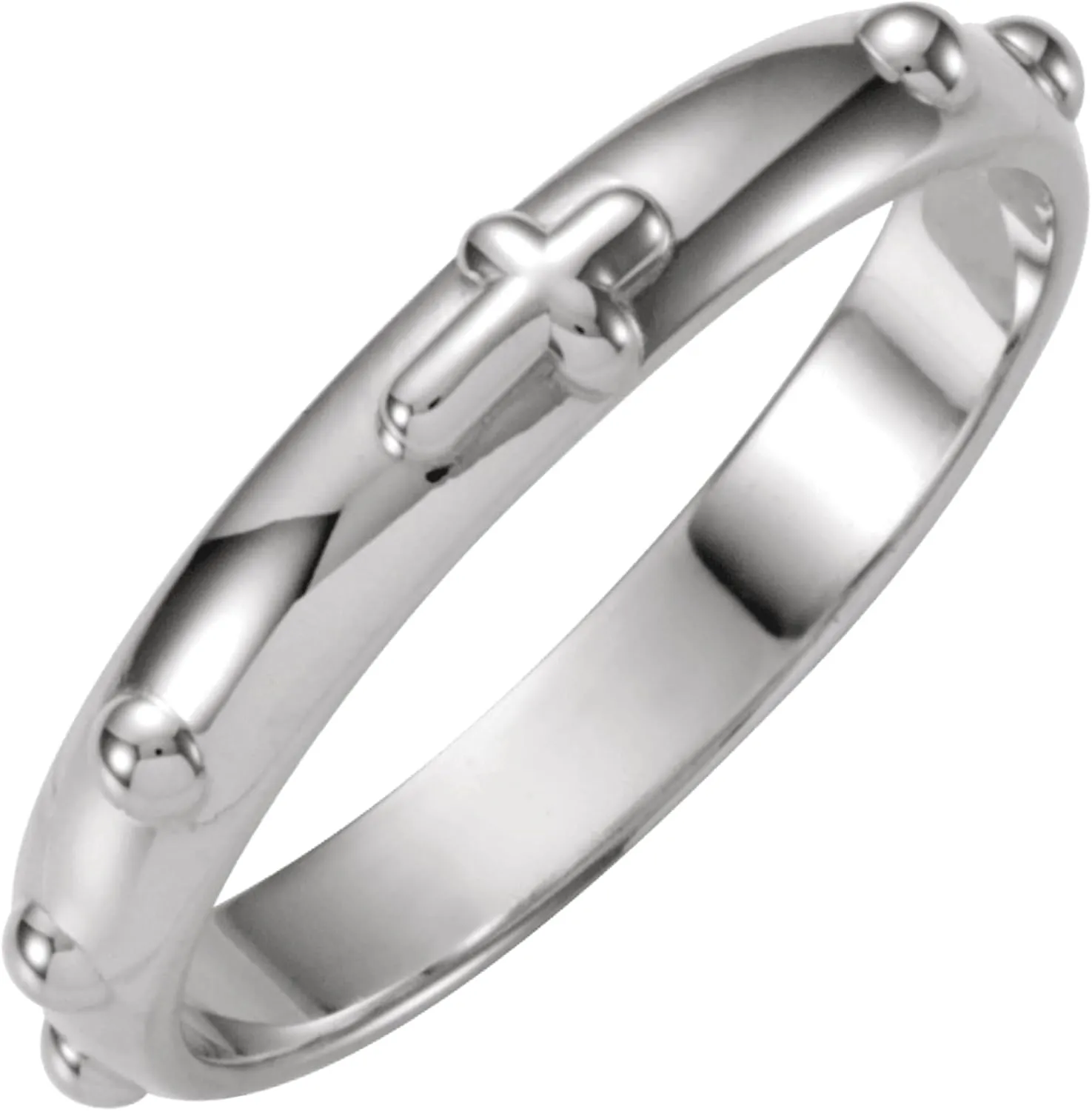 Sterling Silver Band Rosary Ring, Sizes 4 to 12