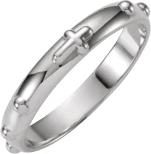 Sterling Silver Band Rosary Ring, Sizes 4 to 12