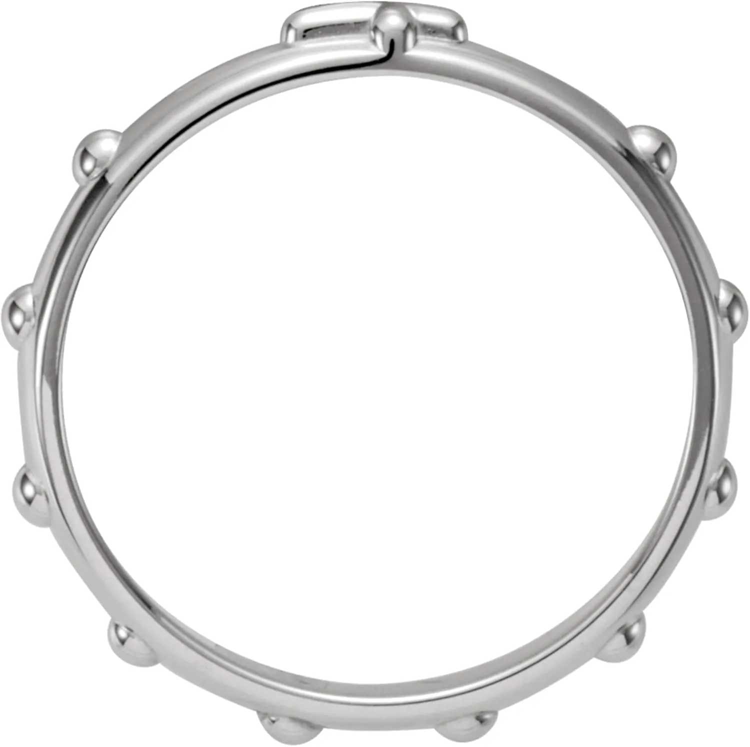 Sterling Silver Band Rosary Ring, Sizes 4 to 12