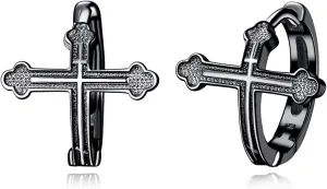 Sterling Silver Cross Earrings for Men Small Huggie Hoop Earrings Huggie Hoop Earrings for Women Cartilage Hoop Earring