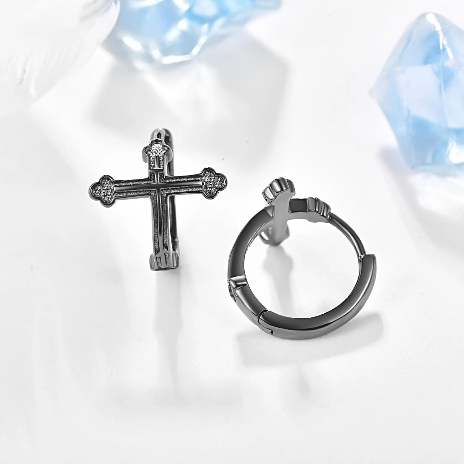Sterling Silver Cross Earrings for Men Small Huggie Hoop Earrings Huggie Hoop Earrings for Women Cartilage Hoop Earring